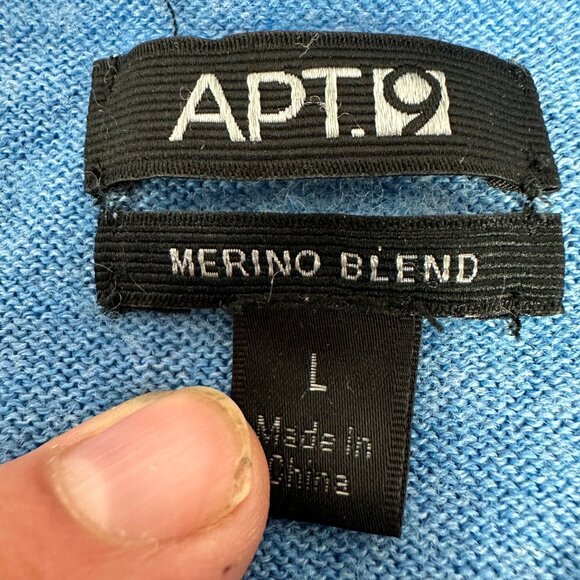 Apt. 9 Men's V-Neck Merino Blend Sweater Size L Blue - Picture 3 of 3